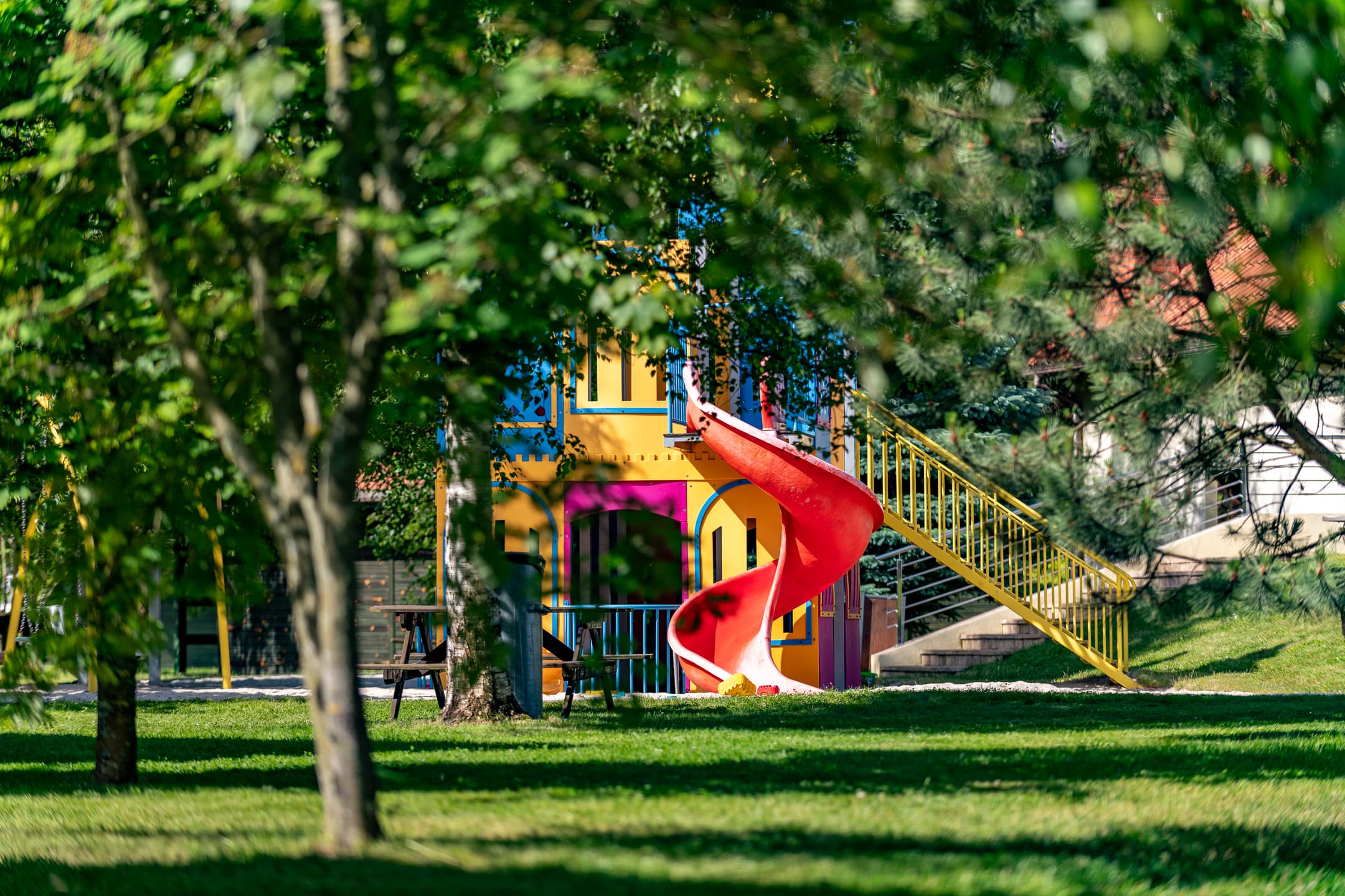 Large playground among greenery