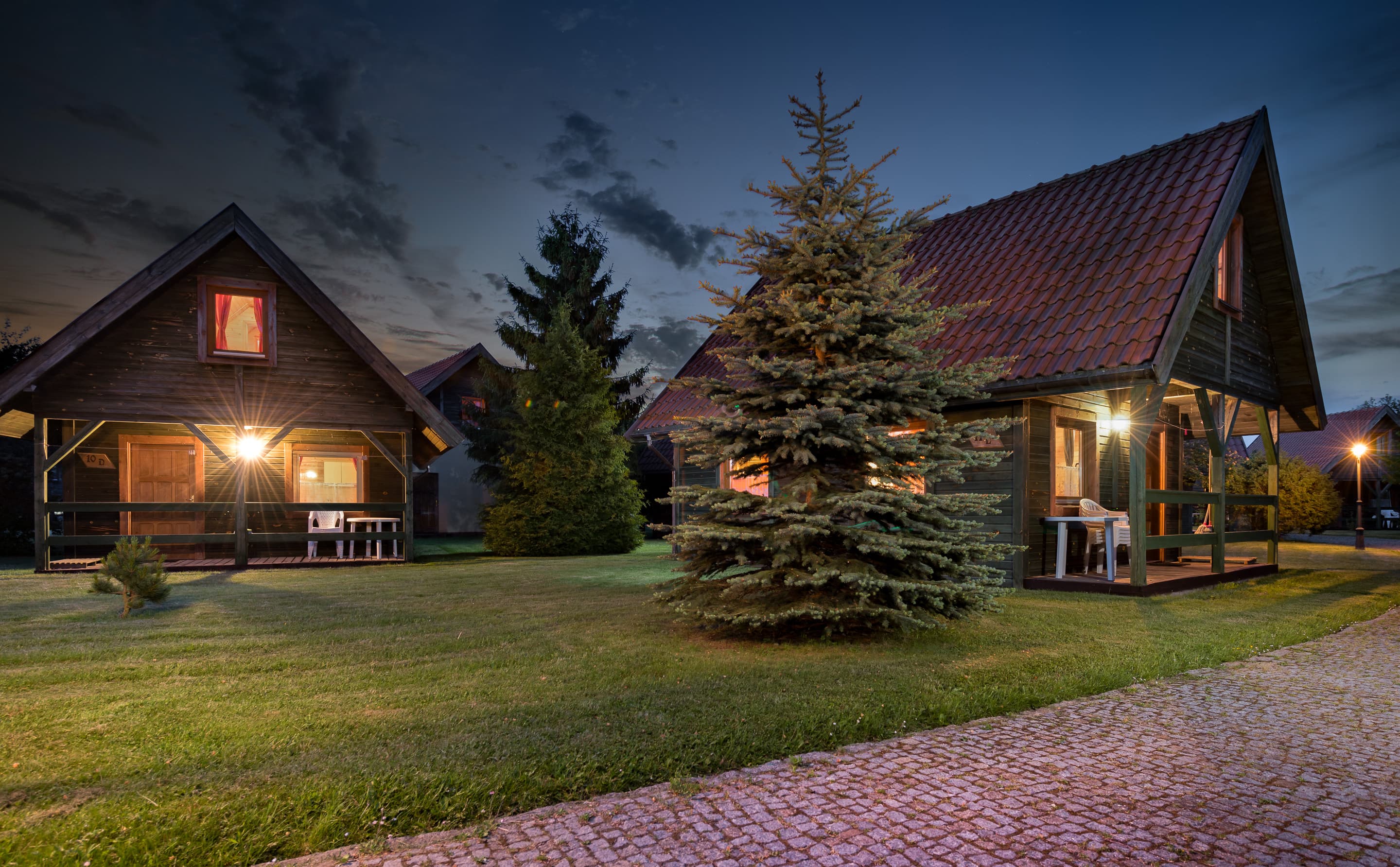 Cottages at night